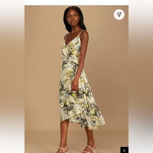 Wild Flowers Cream Floral Print Wrap Midi Dress